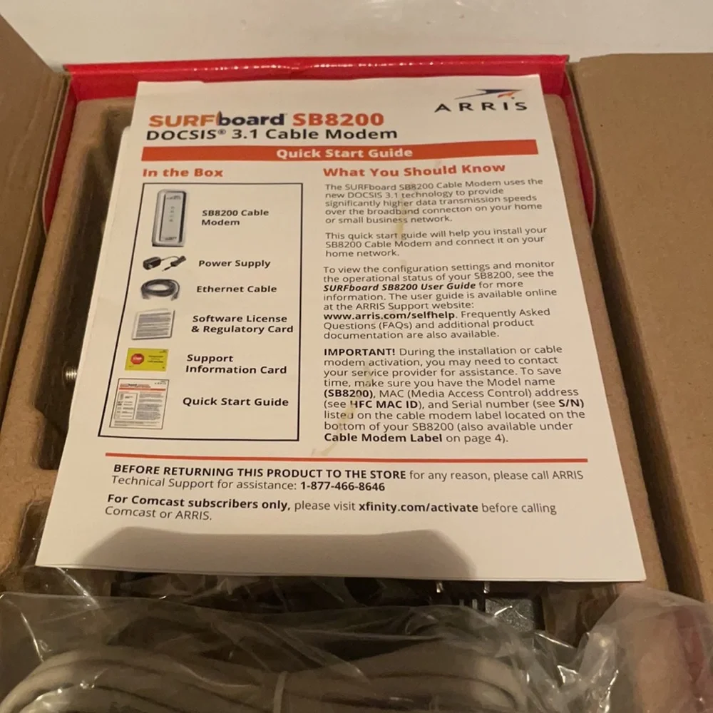 ARRIS Surfboard SB8200 DOCSIS 3.1 Cable modem 2 1GB+ Illuminate monthly fees
